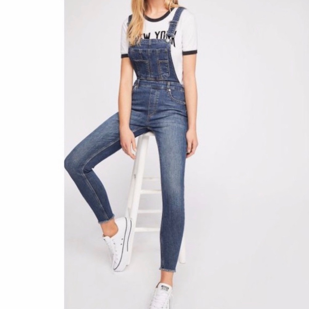 Free People Indigo Denim Overalls